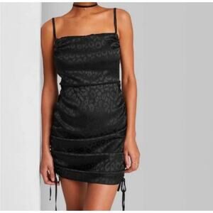 Wild Fable Black Leopard Satin Mini Dress
